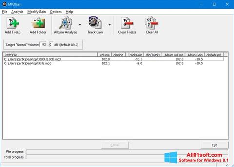 Screenshot MP3Gain Windows 8.1