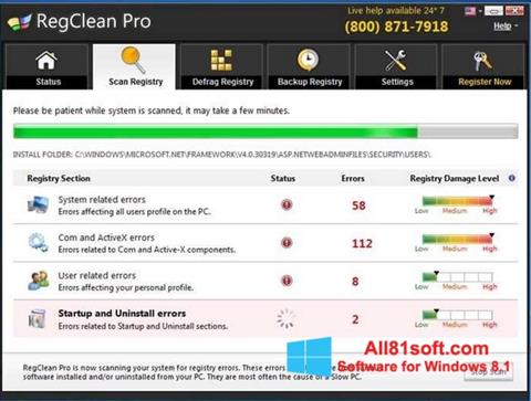 Screenshot RegClean Pro Windows 8.1
