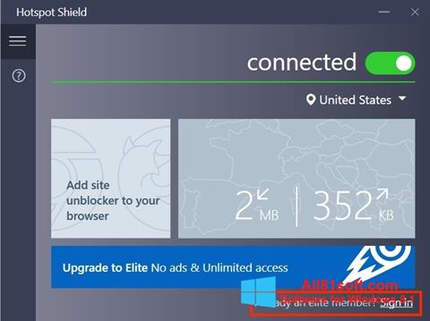 Screenshot Hotspot Shield Windows 8.1