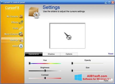 Screenshot CursorFX Windows 8.1