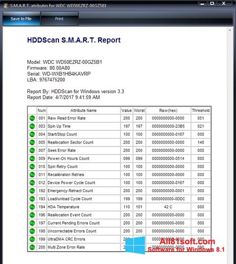 Screenshot HDDScan Windows 8.1