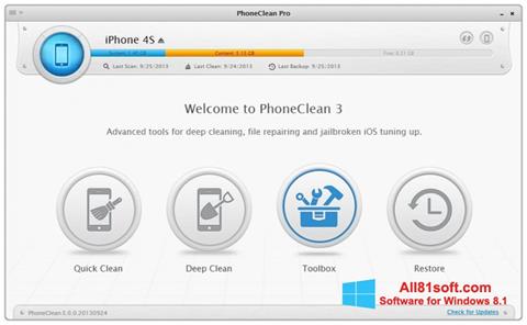 Screenshot PhoneClean Windows 8.1